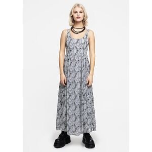 Disturbia Rosethorn Flocked Velour Chiffon Ruffle Midaxi Dress Blue 10 New W Tag